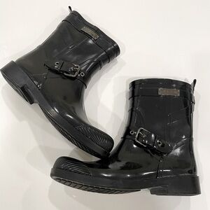 Coach black rain boots